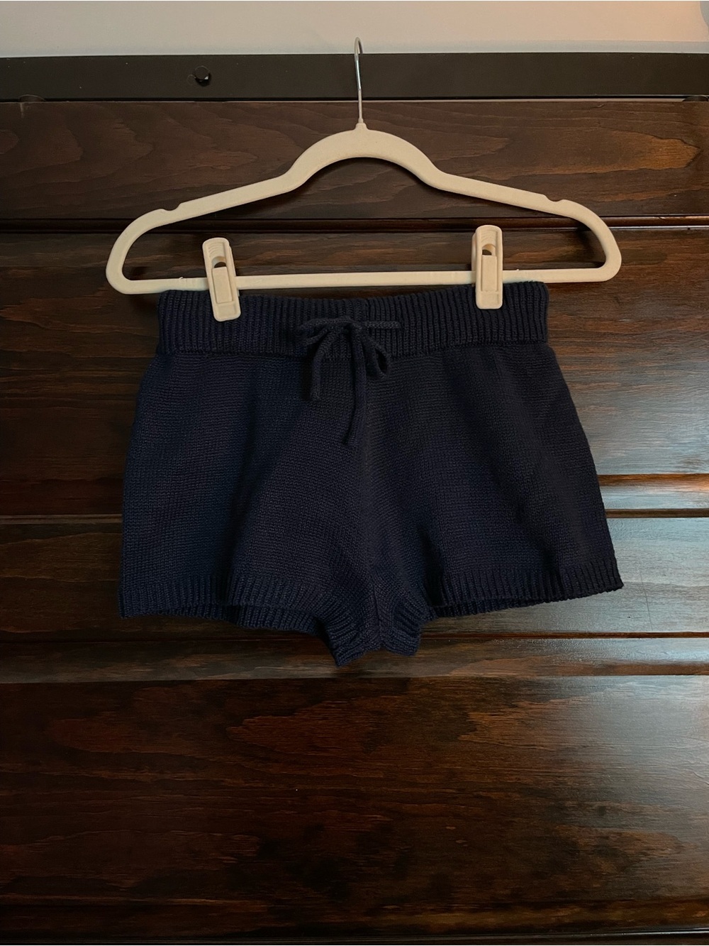 Soft Navy Knit Drawstring Shorts